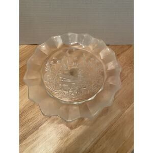 Mikasa Holiday Classic Winter Dreams Crystal Footed BON BON Cake Platter 9 1/4"
